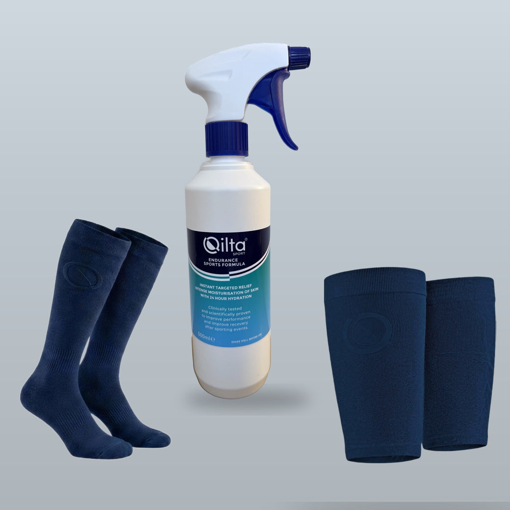 QILTA CORE Complete Lower Body Bundle with formula spray, calf socks and thigh sleeves