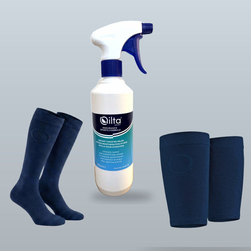 QILTA CORE Complete Lower Body Bundle with formula spray, calf sleeves and thigh sleeves